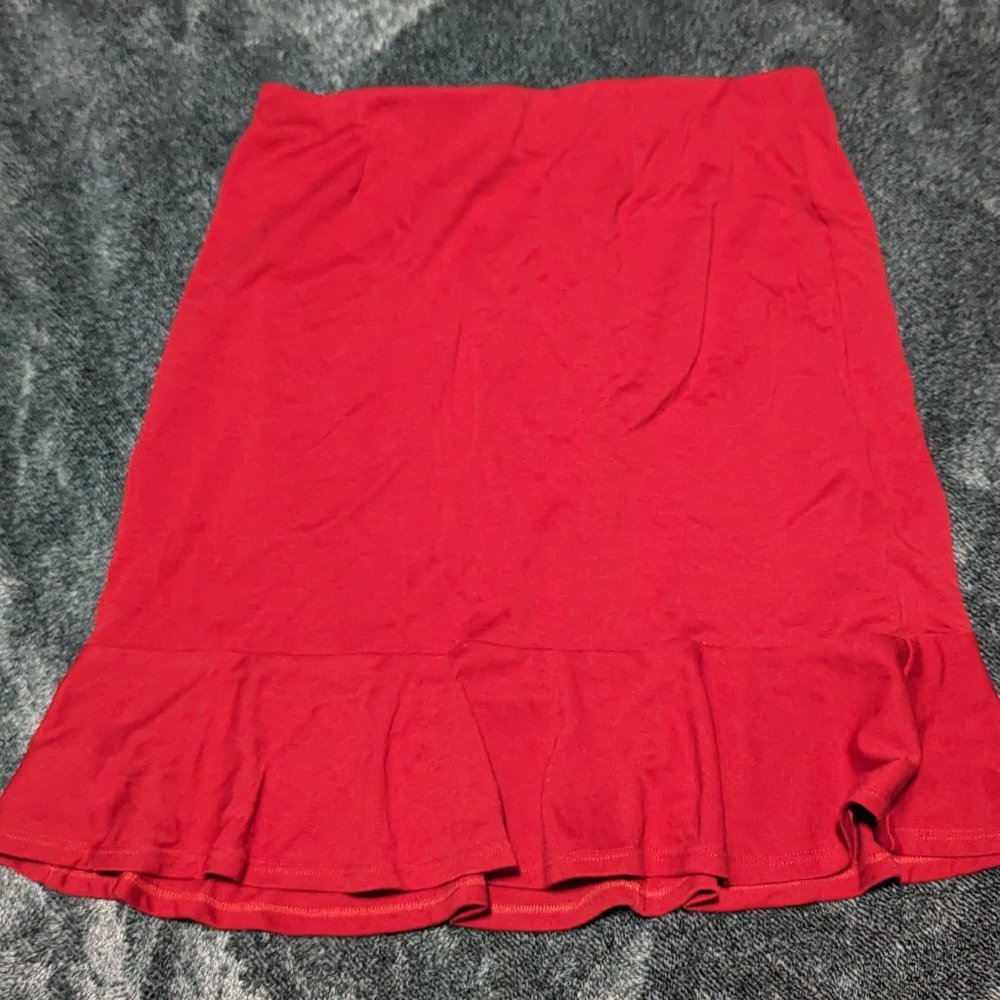 Red midi skirt